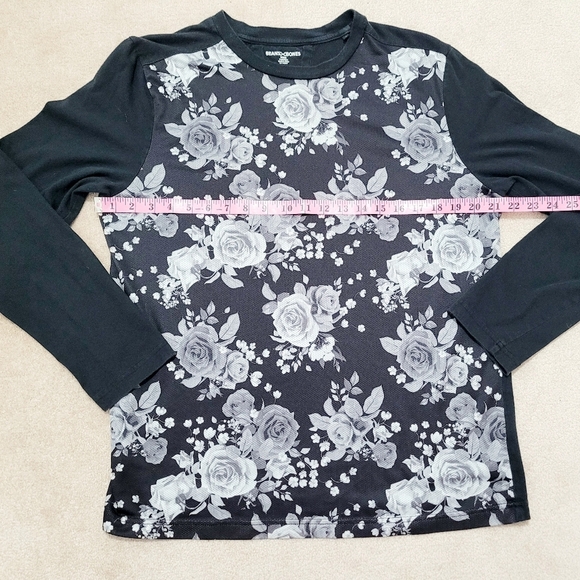 BEANS & BONES Men's Floral Black And Gray Jersey Long Sleeve T-shirt Size Large - Picture 6 of 10
